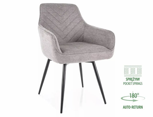 Set 2 scaune din Stofa Gri si Metal Negru Hx88Lx55xA58cm Servio