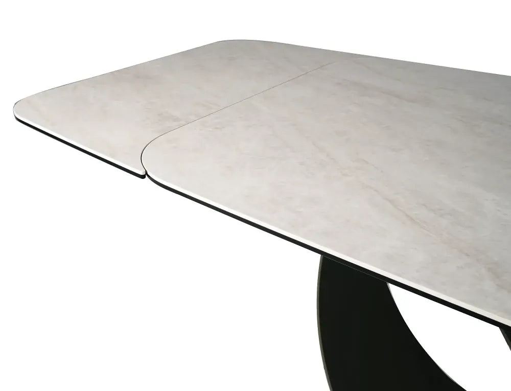 Masa extensibila din Metal Cupru si Sticla securizata+Ceramica Bej mat L160-240xH76cm Infinity