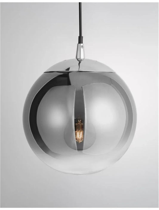 Pendul structura din Aluminiu Argintiu si abajur din Sticla Fumuriu H120xL20cm IP20 LAZIONE