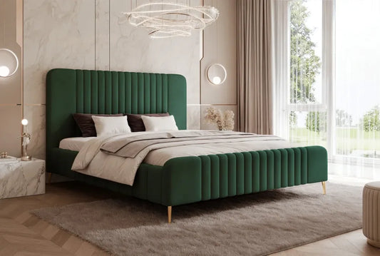 Pat 140 x 200 tapitat cu Catifea Dream velvet Verde inchis Sora