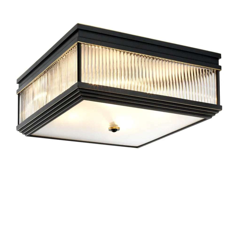 Plafoniera din Metal Bronz si Sticla Transparent H18.5xL40.5cm Marly Eichholtz
