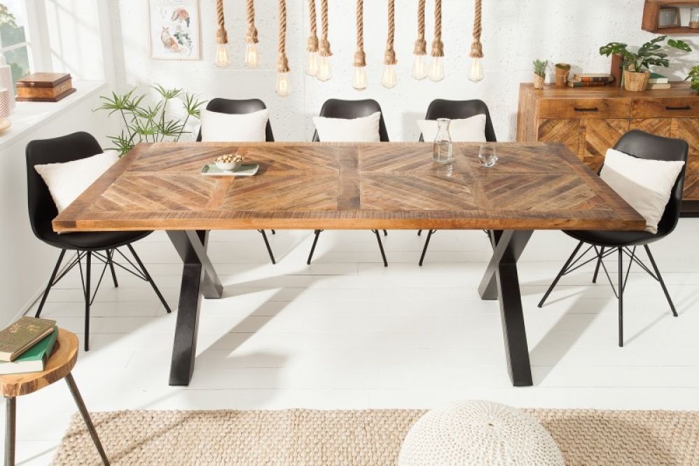 Masa dreptunghiulara din Lemn de mango Maro/Negru de 6 persoane L160x90cm INFINITY