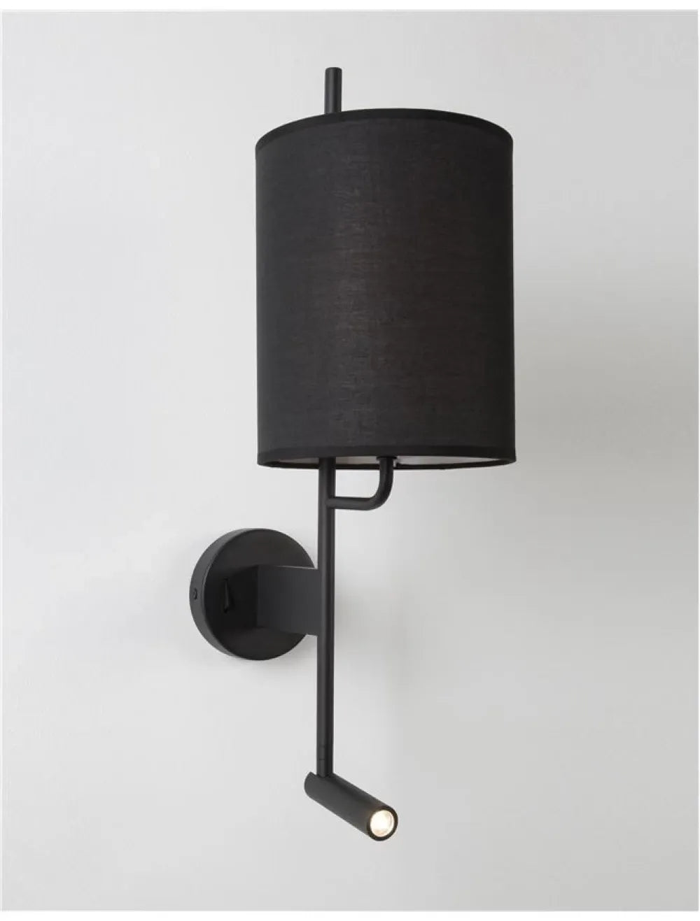 Aplica de perete structura din Aluminiu Negru si abajur din Textil Negru H57.5xL18cm IP20 15W 210lm 3000k YAMA