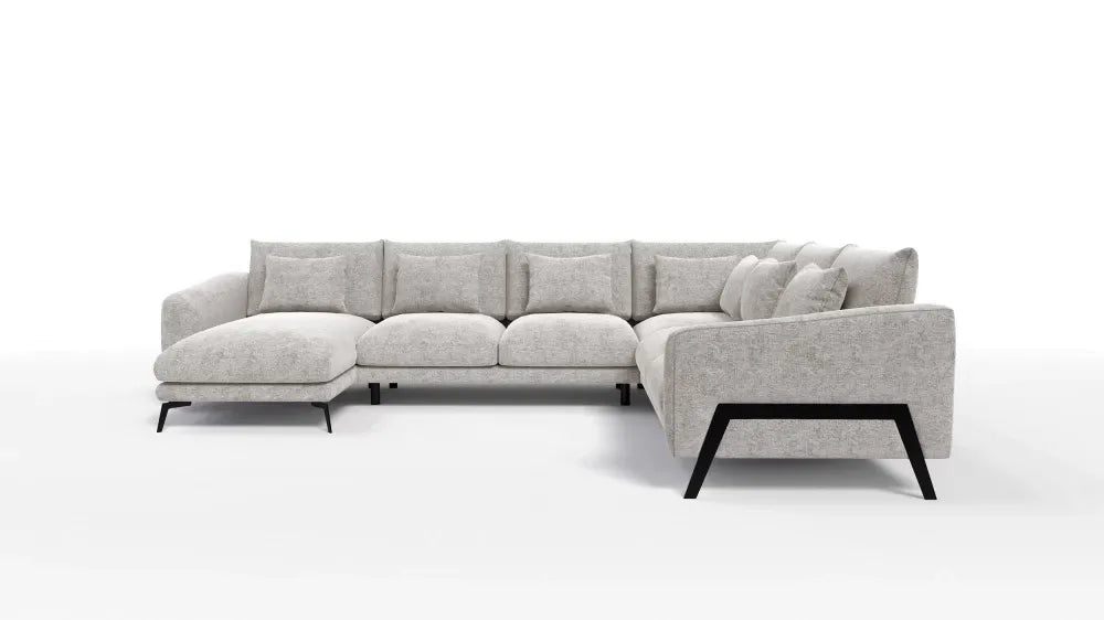Coltar in forma de U tapitat cu Chenille Bej Sajma 15 L378x293cm Aspen