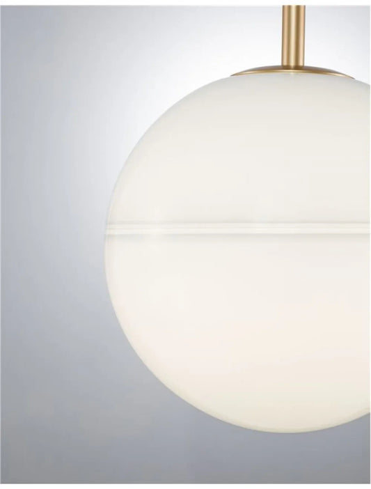 Pendul structura din Metal Auriu si abajur din Sticla Alb H180xL25cm IP20 CANTONA