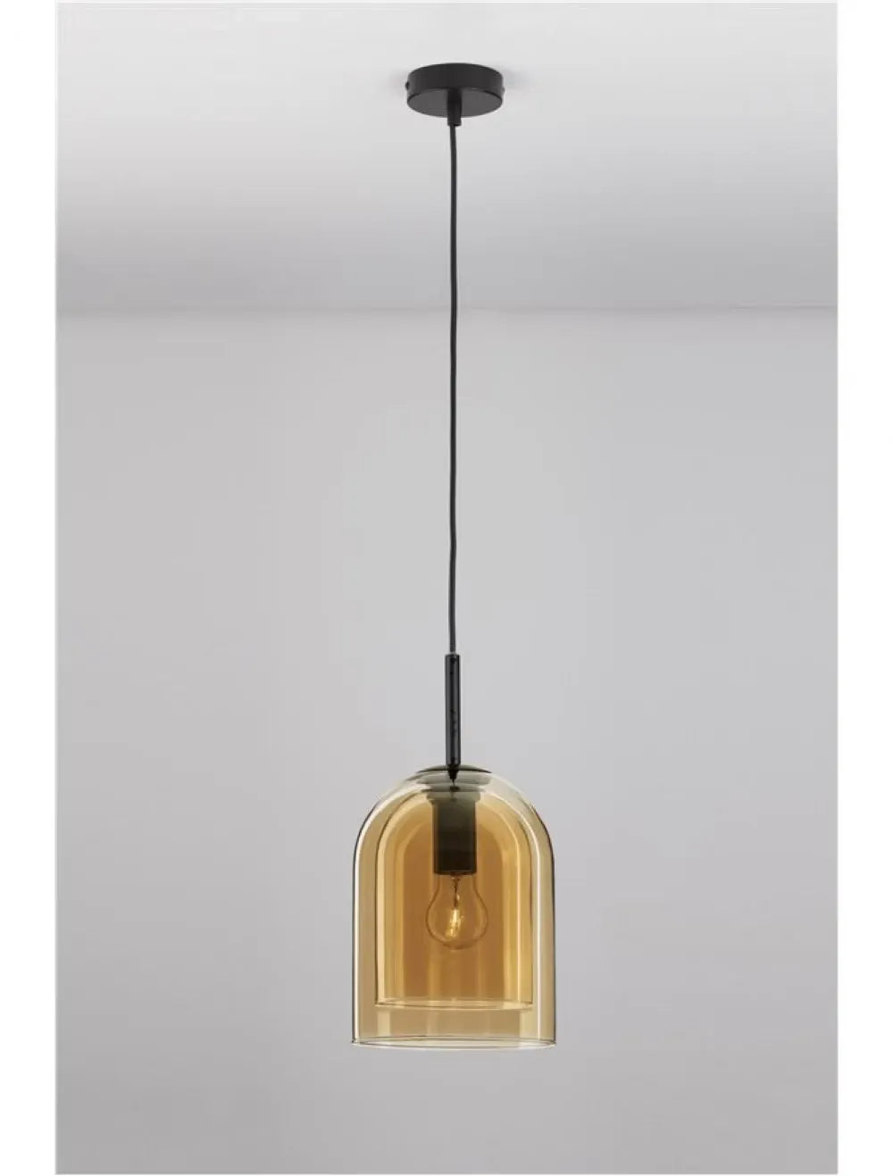 Pendul structura din Metal Negru si abajur din Sticla Auriu H240xL18cm IP20 VELOR