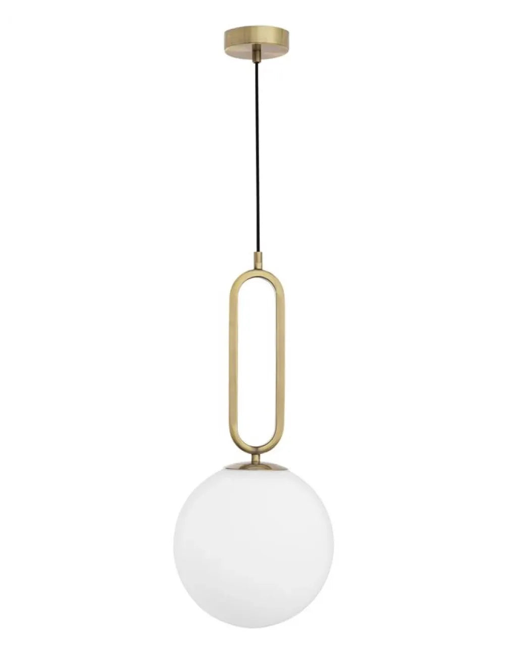 Pendul structura din Metal Alama si abajur din Sticla Alb H120xL25cm IP20 GRUS