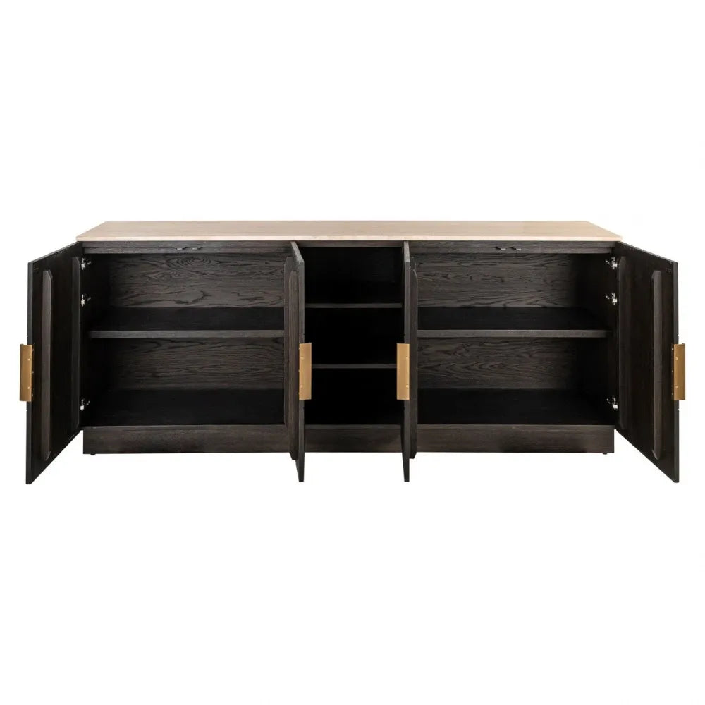 Comoda din Lemn de stejar Maro si Travertin Bej L225xH90cm Claremont Richmond interiors