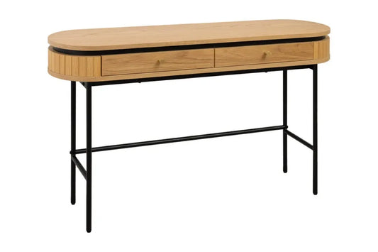 Consola din MDF/Furnir de stejar Maro si Metal Negru L120xH76cm ATELIER