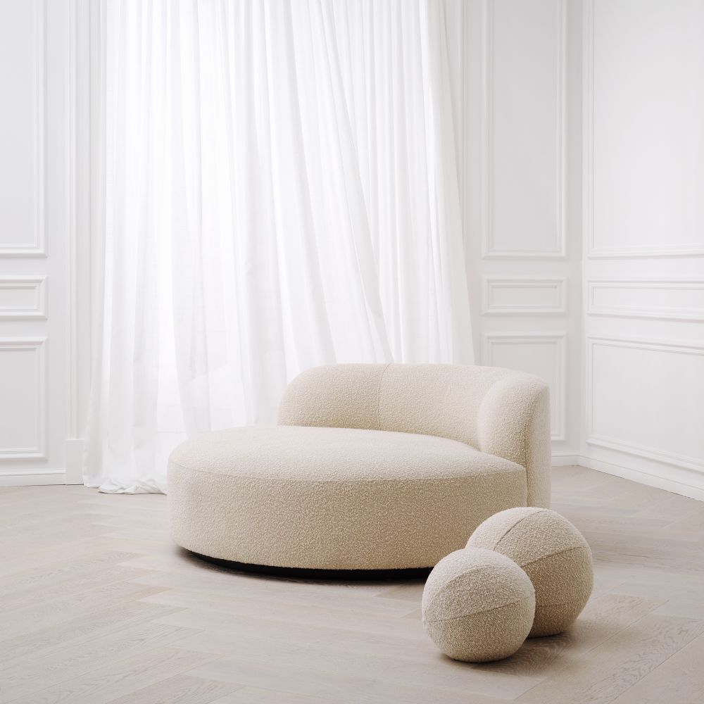 Canapea fixa Bjorn Round Eichholtz tapitata cu Stofa Boucle Crem L150cm
