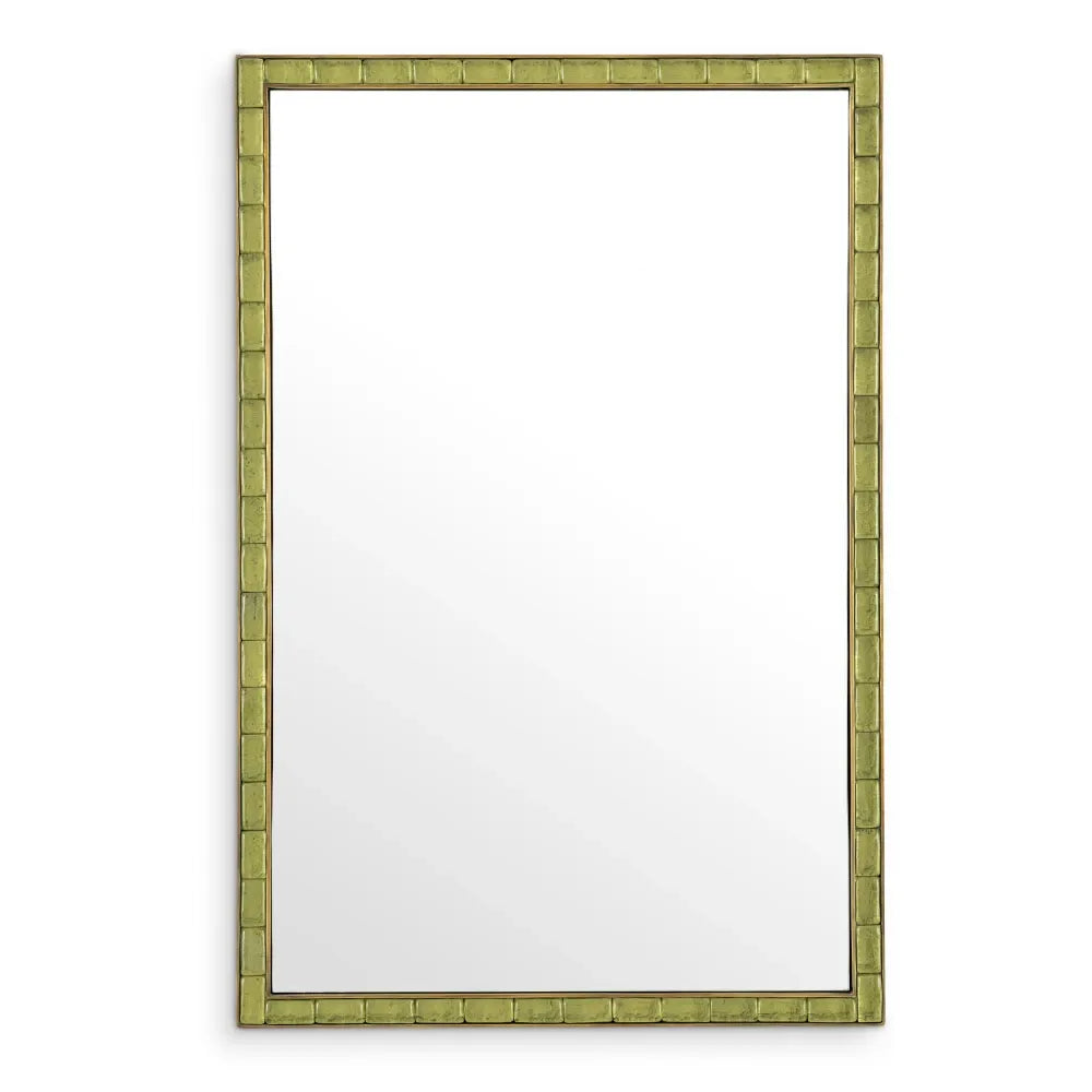 Oglinda cu rama din Metal/MDF/Sticla Alama/Verde L80xH120cm Torino Eichholtz