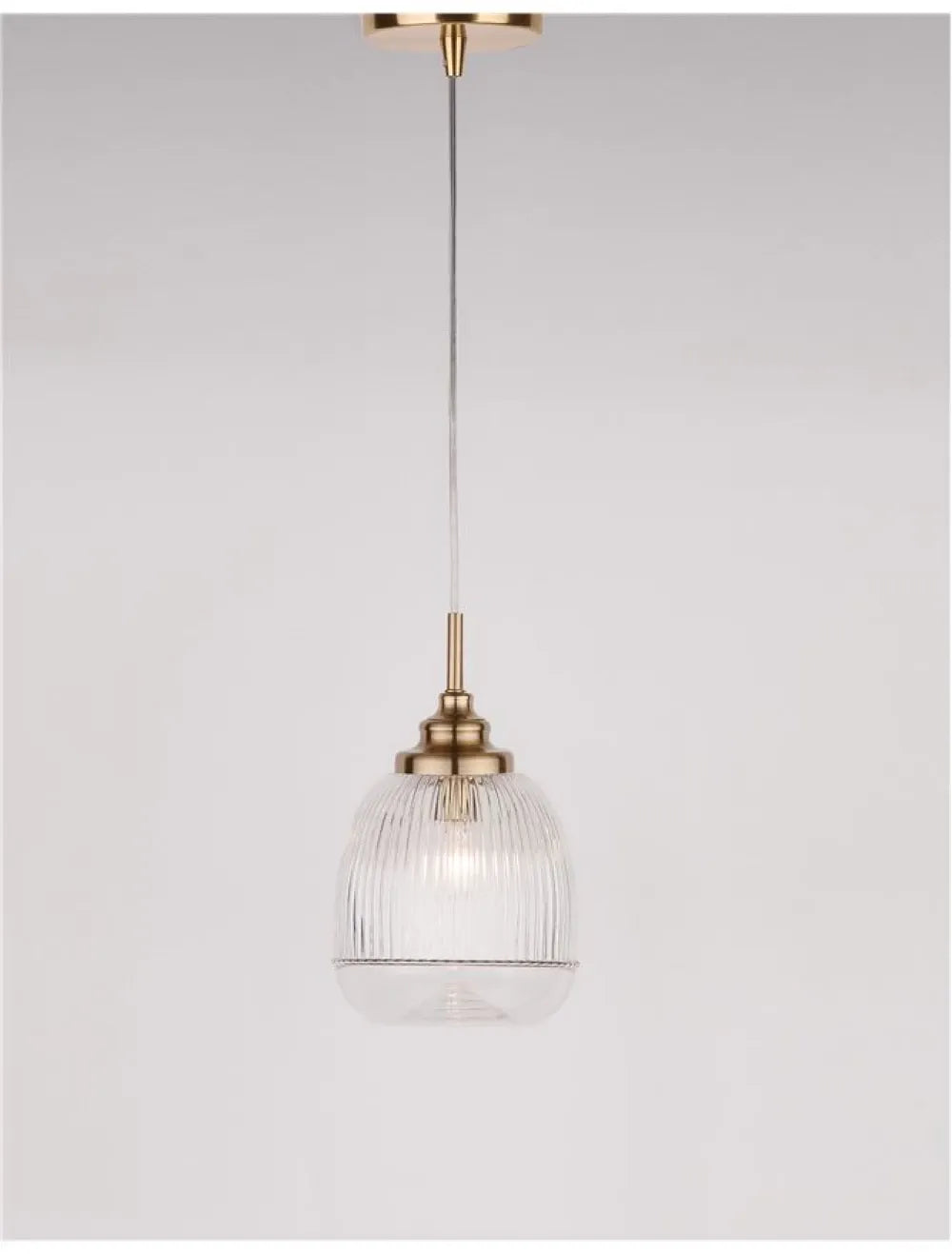 Pendul structura din Metal Auriu si abajur din Sticla Transparent H120xL15cm IP20 MOND