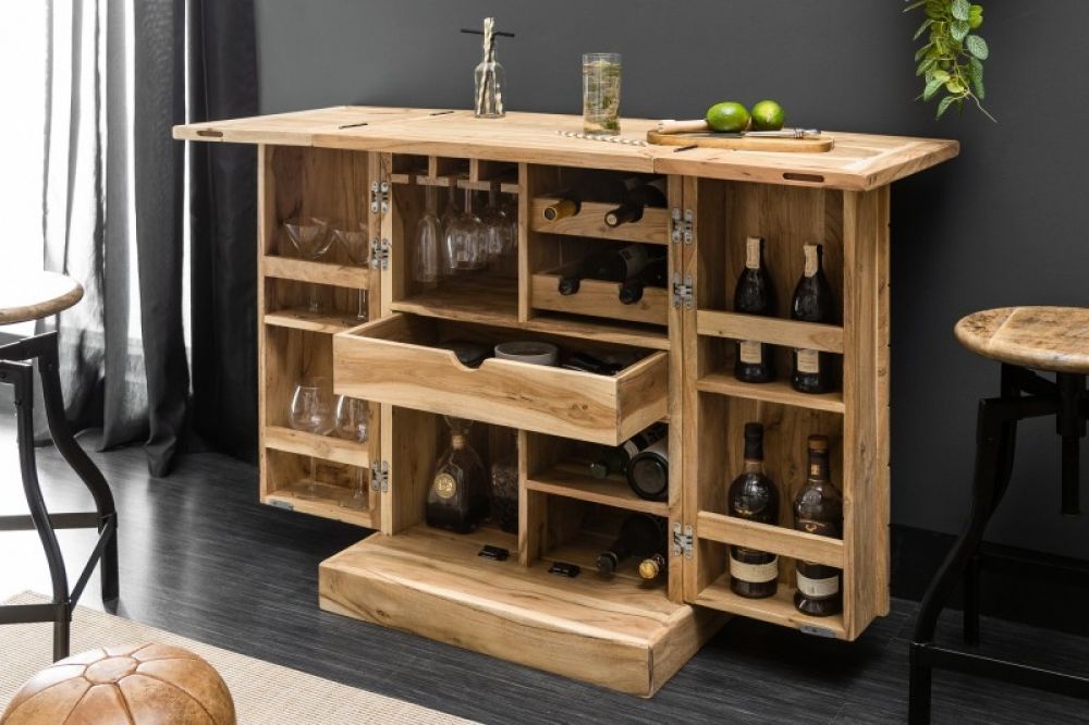 Bar din Lemn masiv de salcam Maro  Mosaico L65/130xH100cm