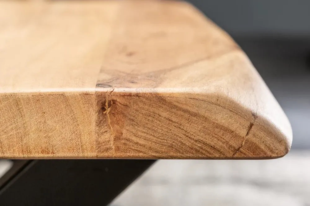 Masuta de cafea Dreptunghiulara din Lemn masiv de salcam Maro si Metal Negru L110xH40cm Mammut