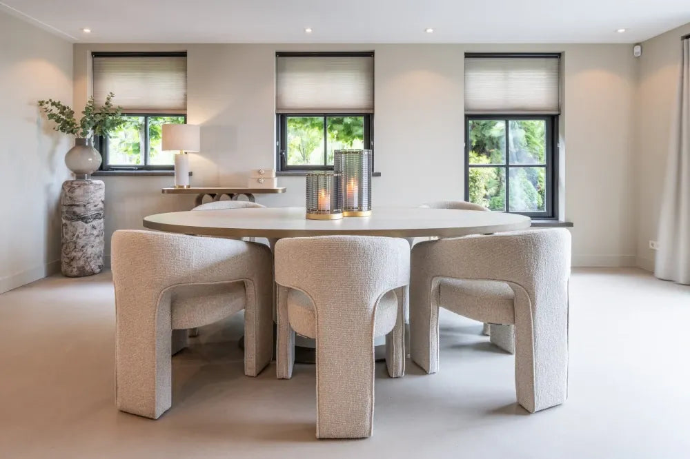 Masa din MDF/Metal Alb/Auriu si Ceramica Alb L230xH75cm Tivoli