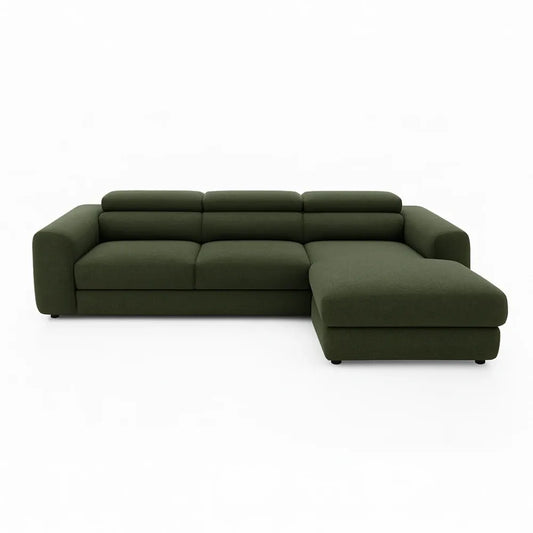 Coltar Extensibil cu spațiu depozitare in formă L Bergamo I catifea Vogue verde