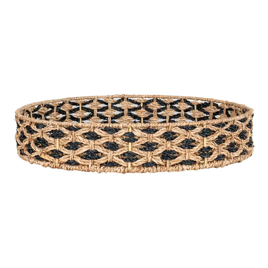 Tava decorativa impletita natural Negru/Maro H7xD38cm Nerja