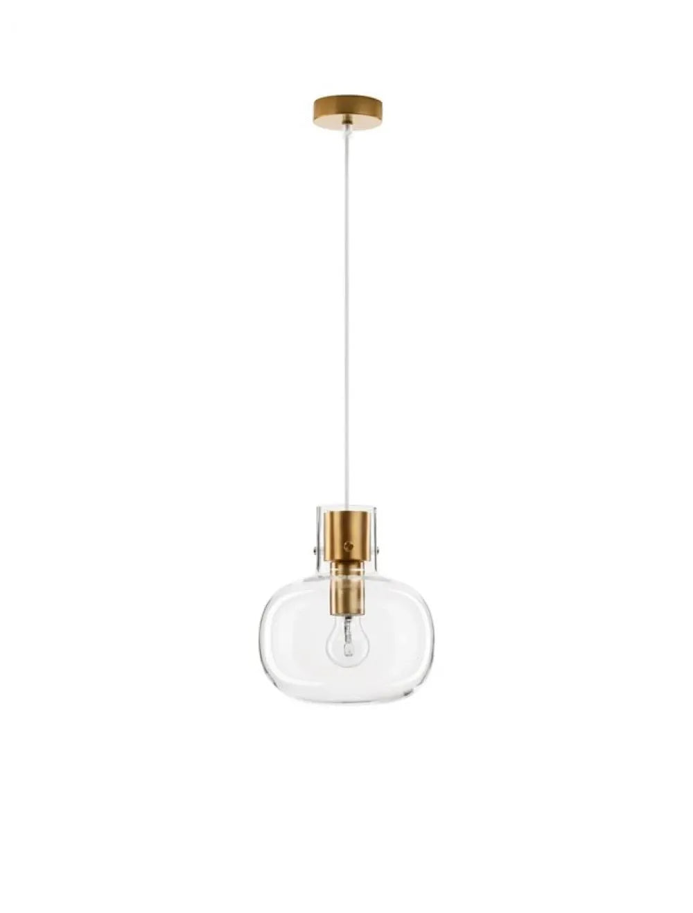 Pendul structura din Metal Alama si abajur din Sticla Transparent H228xL22cm IP20 CINZIA