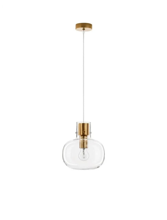 Pendul structura din Metal Alama si abajur din Sticla Transparent H228xL22cm IP20 CINZIA