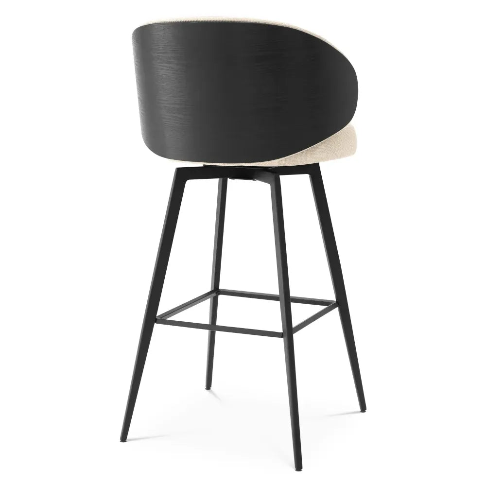 Scaun de bar rotativ tapitat cu Stofa Bej sand L57xA52xH102cm Camerota Eichholtz