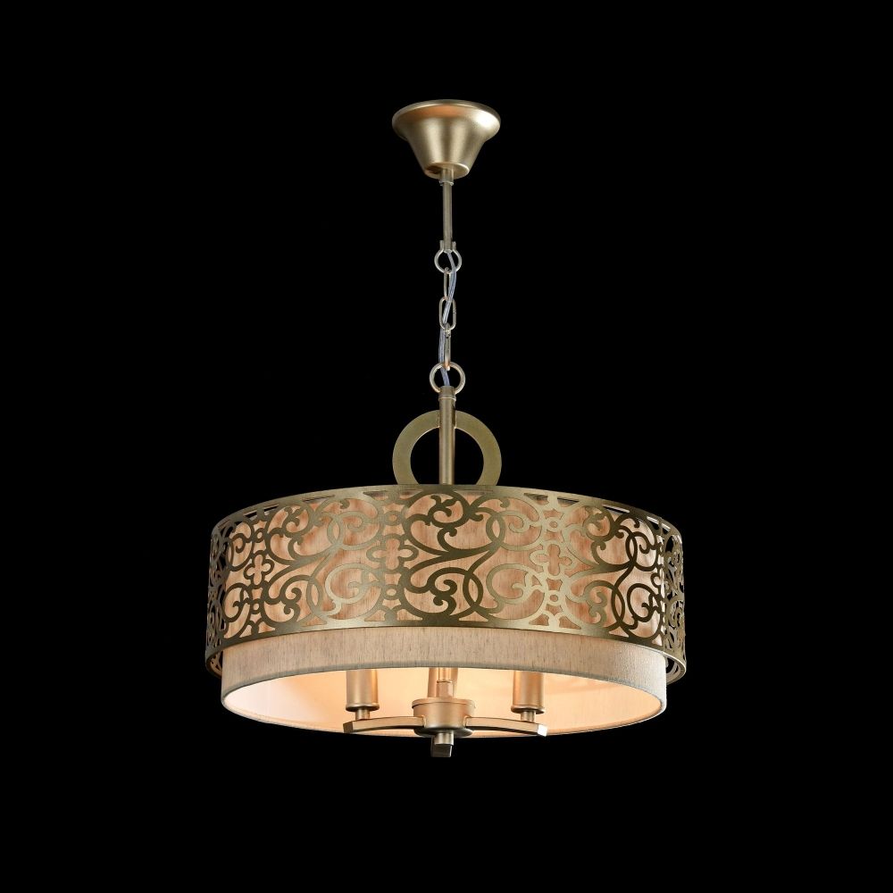 Lustra rotunda cu inaltime reglabila din Bumbac Bej cu 3 becuri D47xH142cm Venera