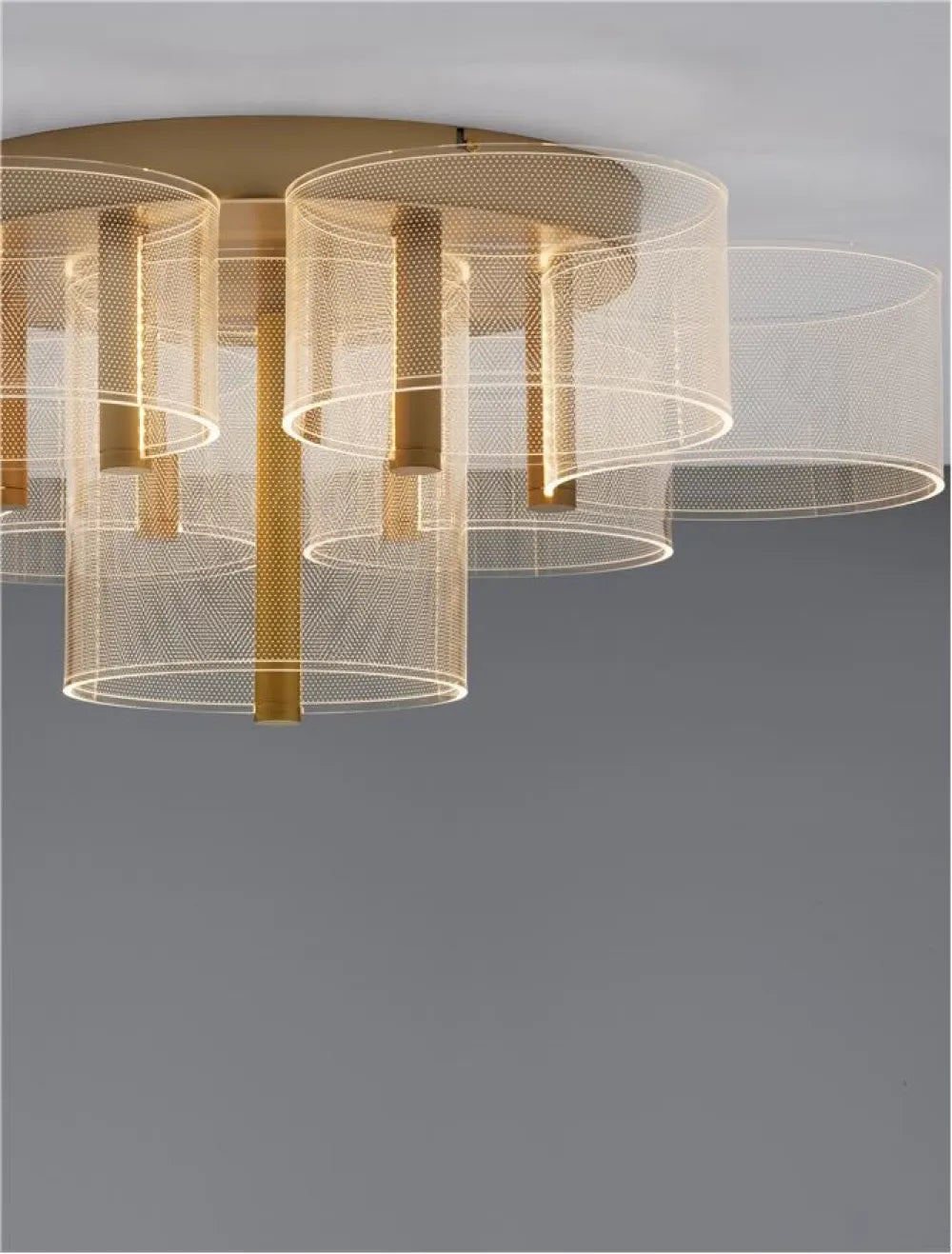 Plafoniera structura din Metal Auriu si abajur din Acrilic Transparent H25.6xL68cm IP20 41W 2116lm 3000k GATLIN