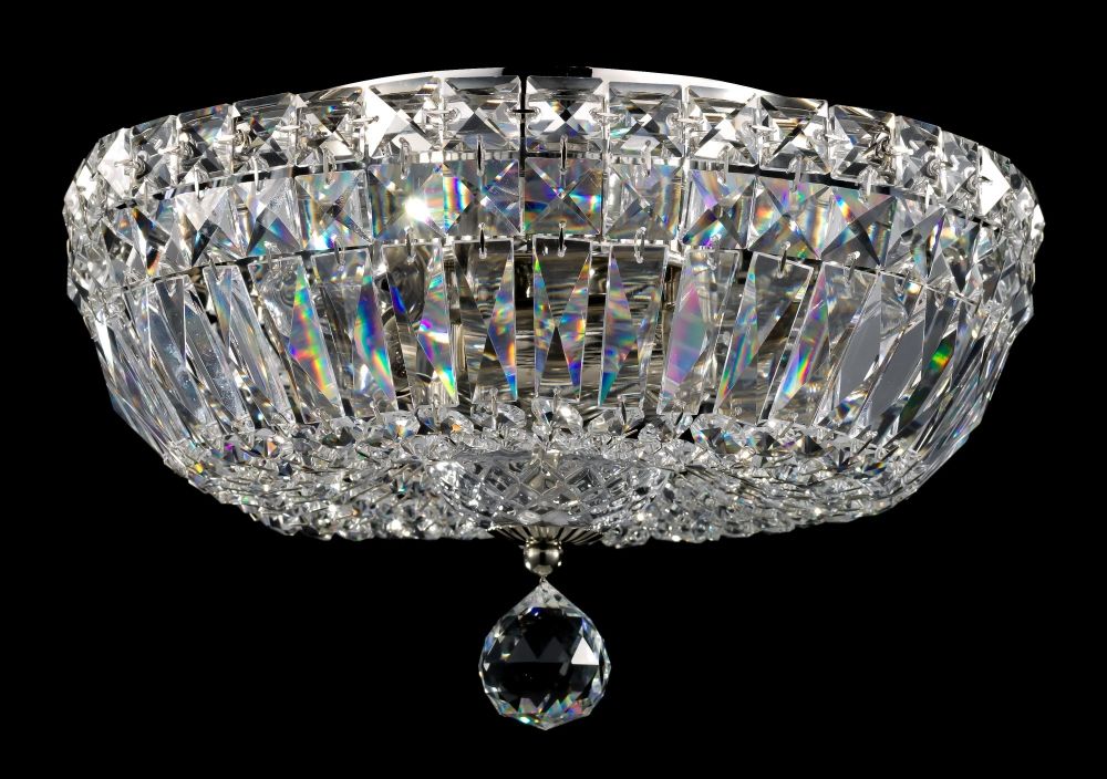 Candelabru Rotund din Metal si Cristal Argintiu/ Basfor D30xH21cm