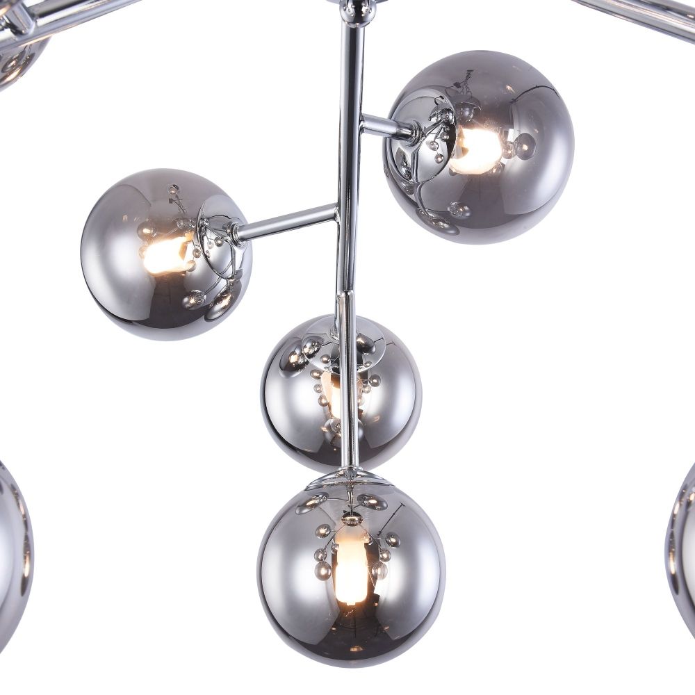 Candelabru Rotund din Metal si Sticla Argintiu/Negru Dallas D60xH20cm