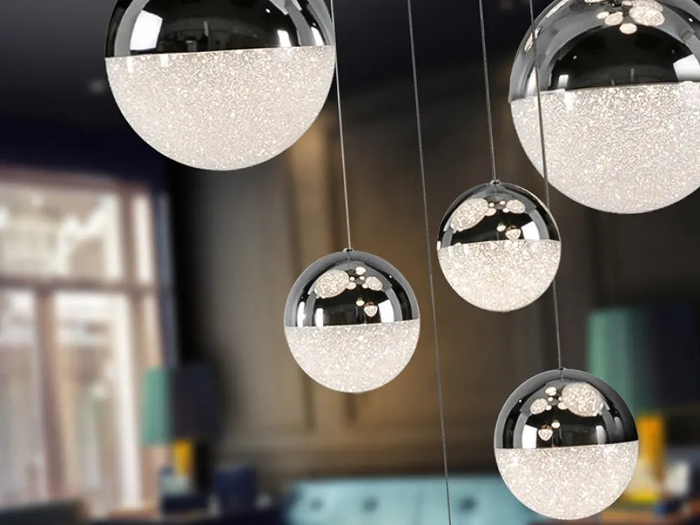 Lustra din Metal Argintiu si Policarbonat Argintiu 78,60W D60xH300cm Sphere
