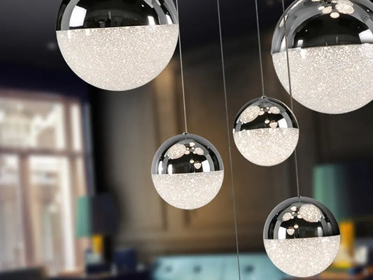 Lustra din Metal Argintiu si Policarbonat Argintiu 78,60W D60xH300cm Sphere