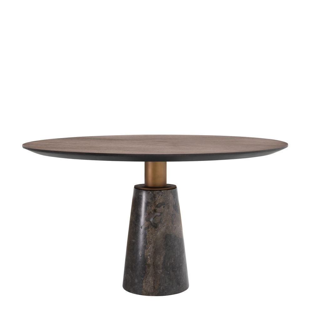 Masa Rotunda Genova Eichholtz din Furnir de stejar si Marmura Maro/Maro de 4 persoane D120xH77cm