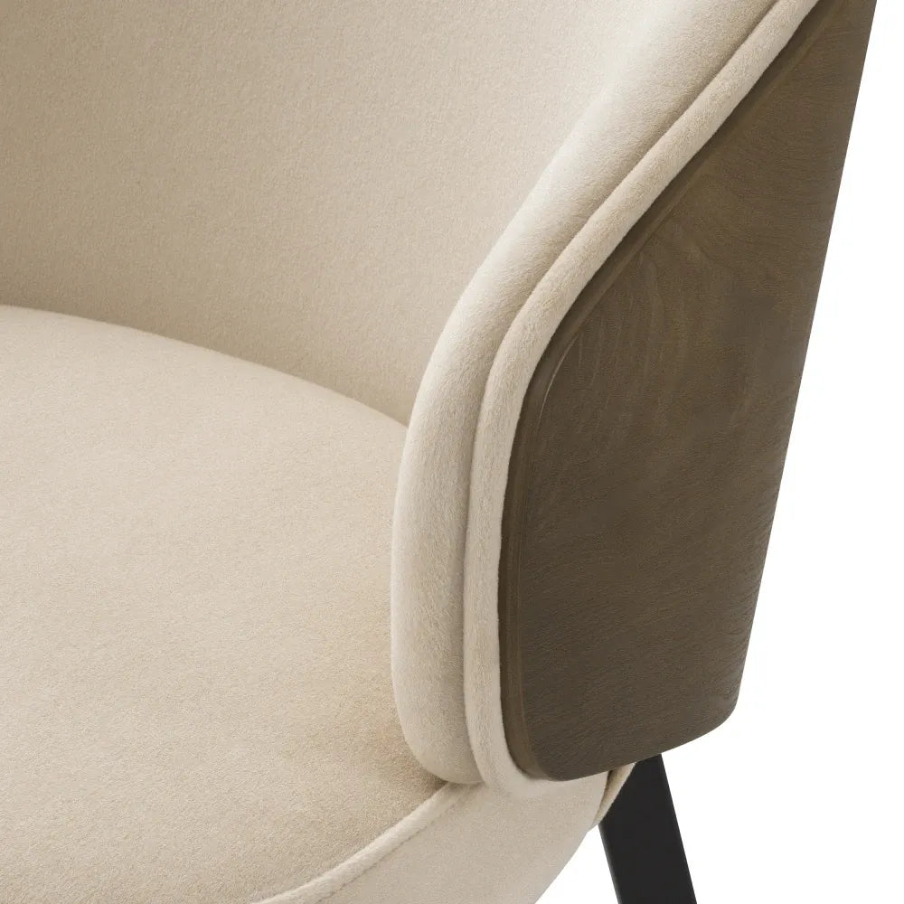 Scaun rotativ tapitat cu Stofa Bej L57xA62xH77cm Camerota Eichholtz