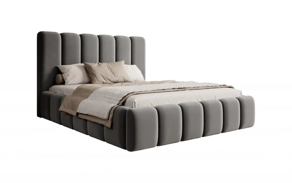 Pat 180 x 200 tapitat cu Catifea Monolith Gri Arden