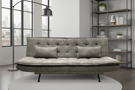 Canapea cu functie pat tapitata cu Microfibra Gri taupe L195cm Jazz