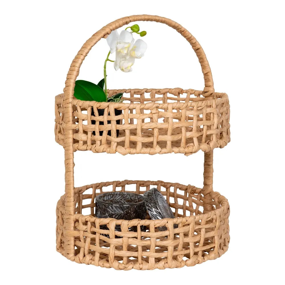 Tava etajata din Metal/Hartie impletita Maro H39xD29cm Anadia
