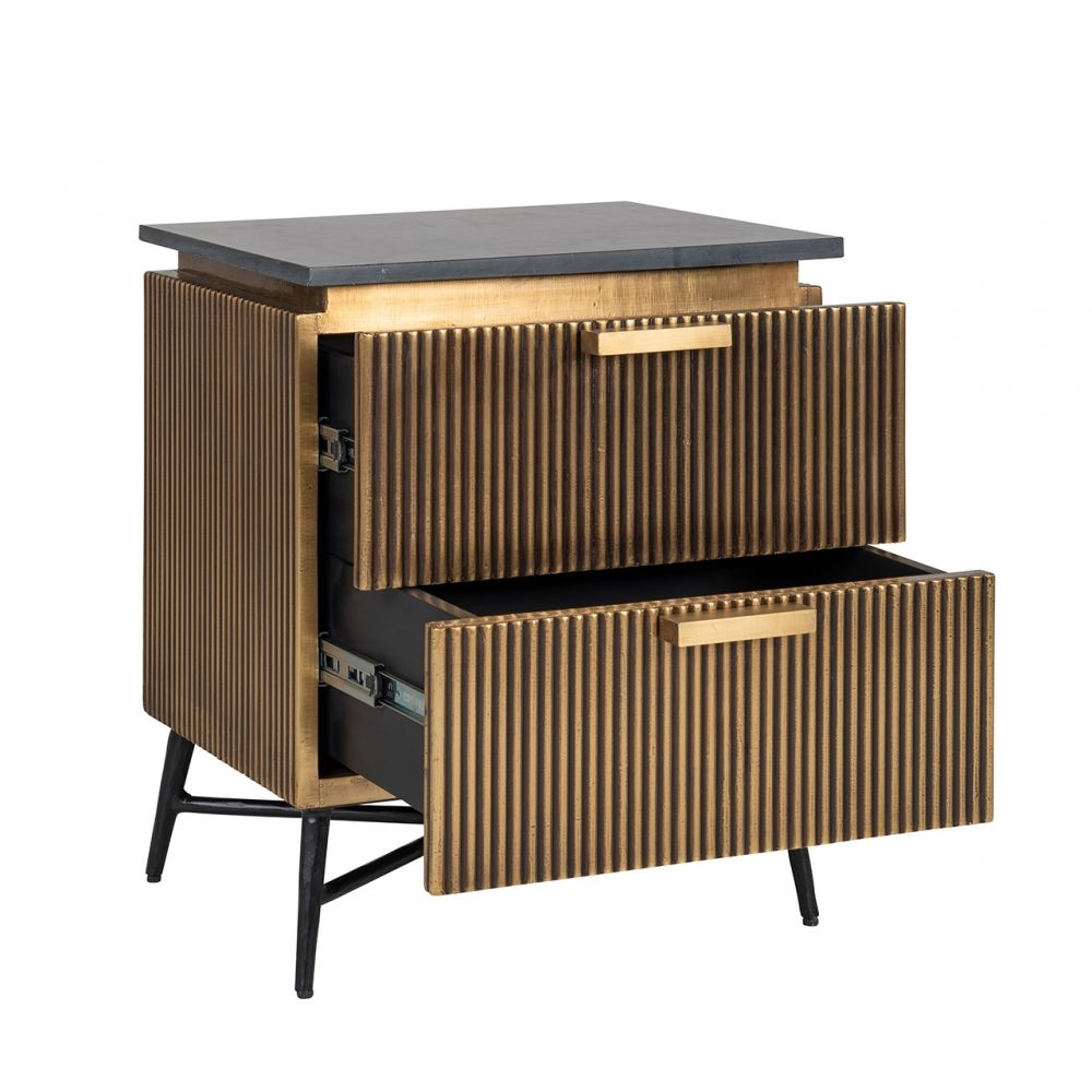 Noptiera din Marmura si MDF Negru/ Maro L50xH58cm Ironville Richmond Interiors
