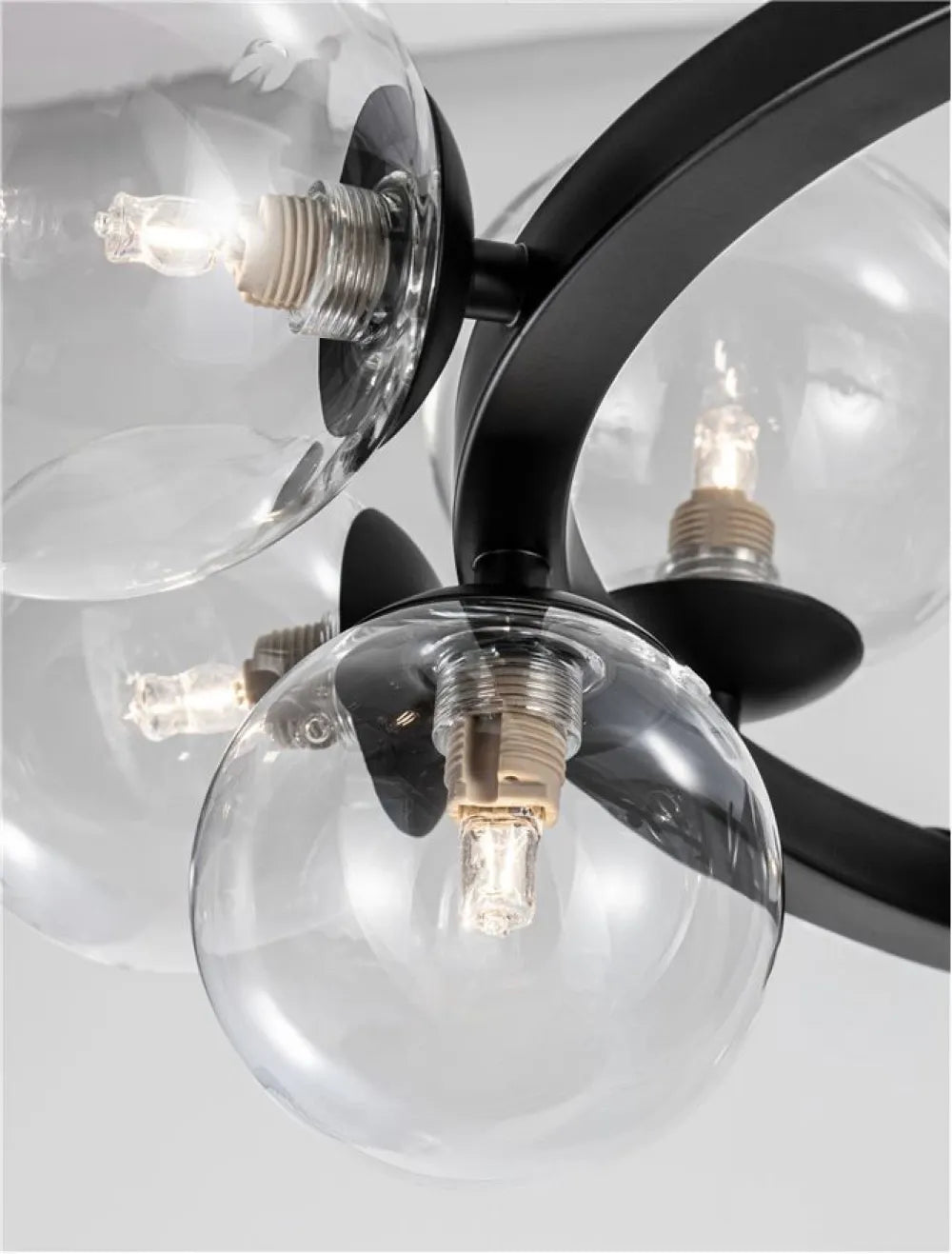 Lustra structura din Metal Negru si abajur din Sticla Transparent H120xL65cm IP20 ODILLIA