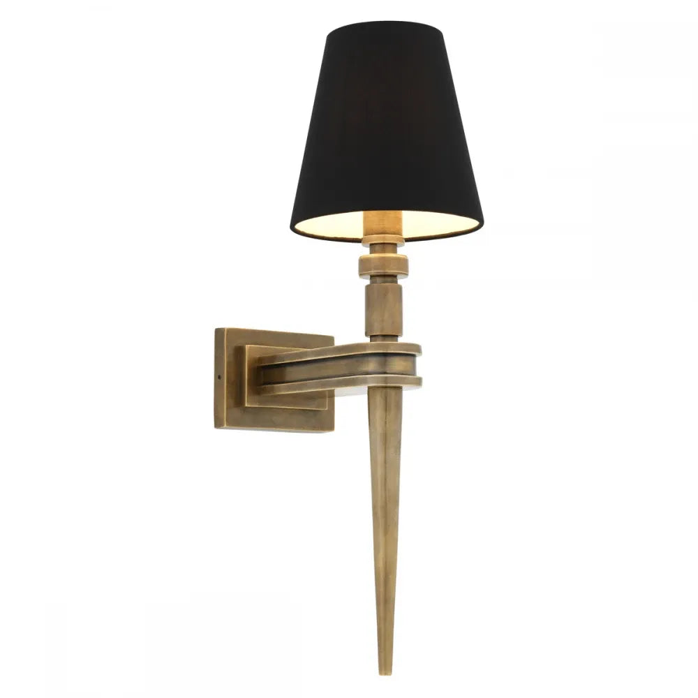 Aplica de perete din Metal Alama si Stofa Negru H50xL15cm Waterloo Single Eichholtz