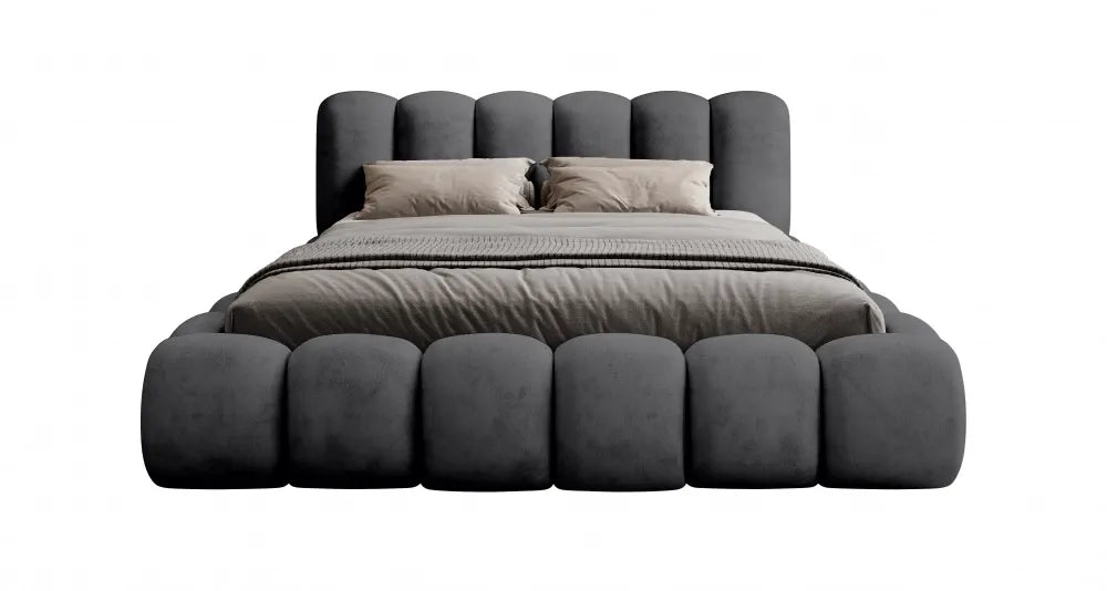Pat 160x200cm tapitat cu Chenille Negru Dallas