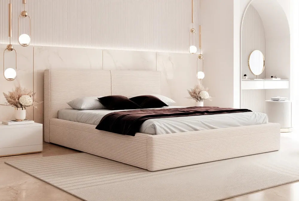 Pat 200 x 200 tapitat cu Corduroy Poso Bej deschis Noma