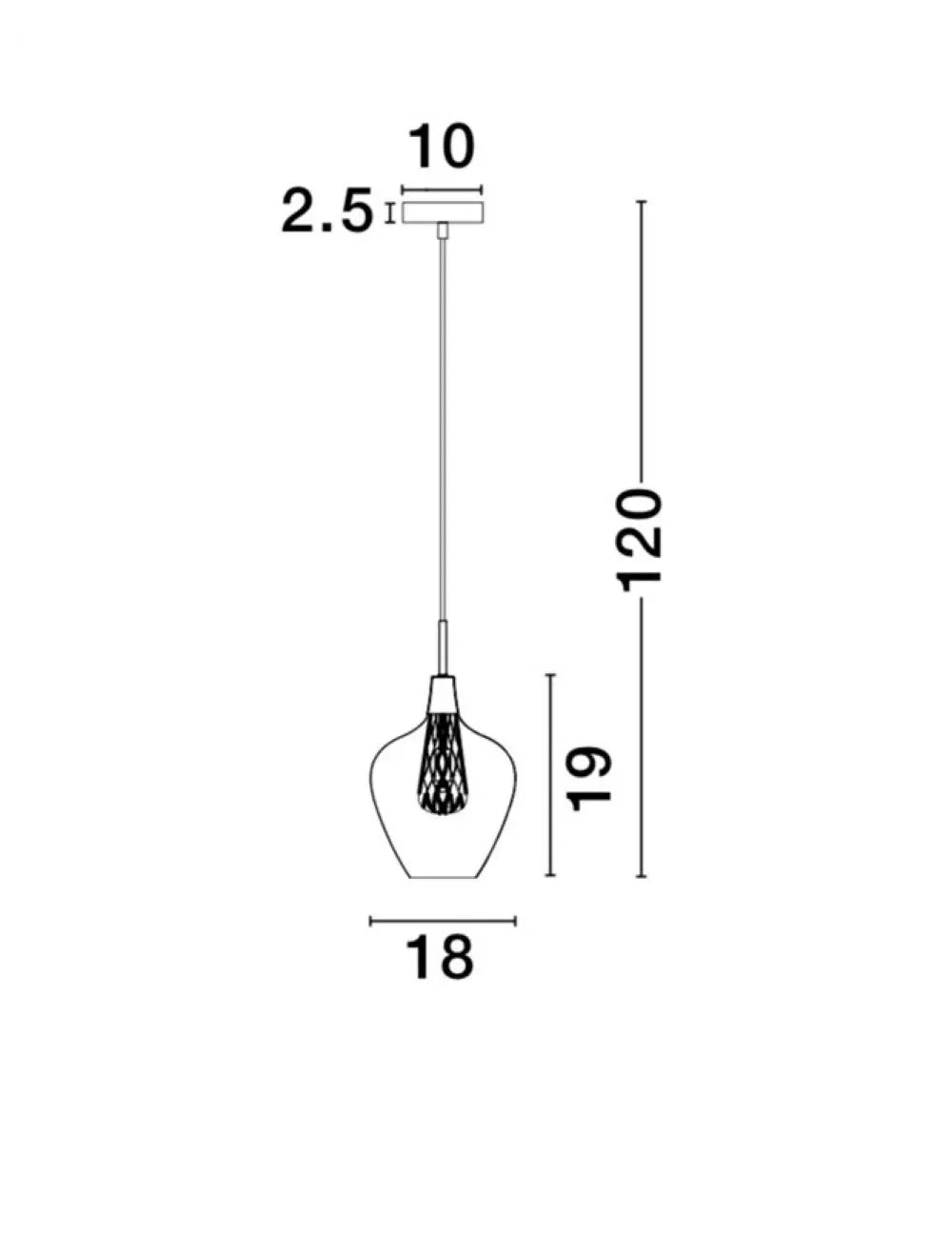 Pendul structura din Aluminiu Argintiu si abajur din Sticla Transparent H120xL18cm IP20 FILO