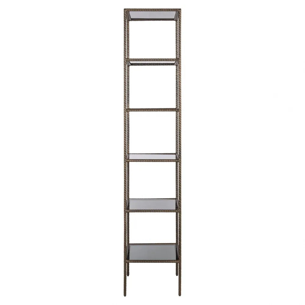 Etajera din Metal Auriu si Sticla Negru L40xH200cm Sheridon Richmond interiors