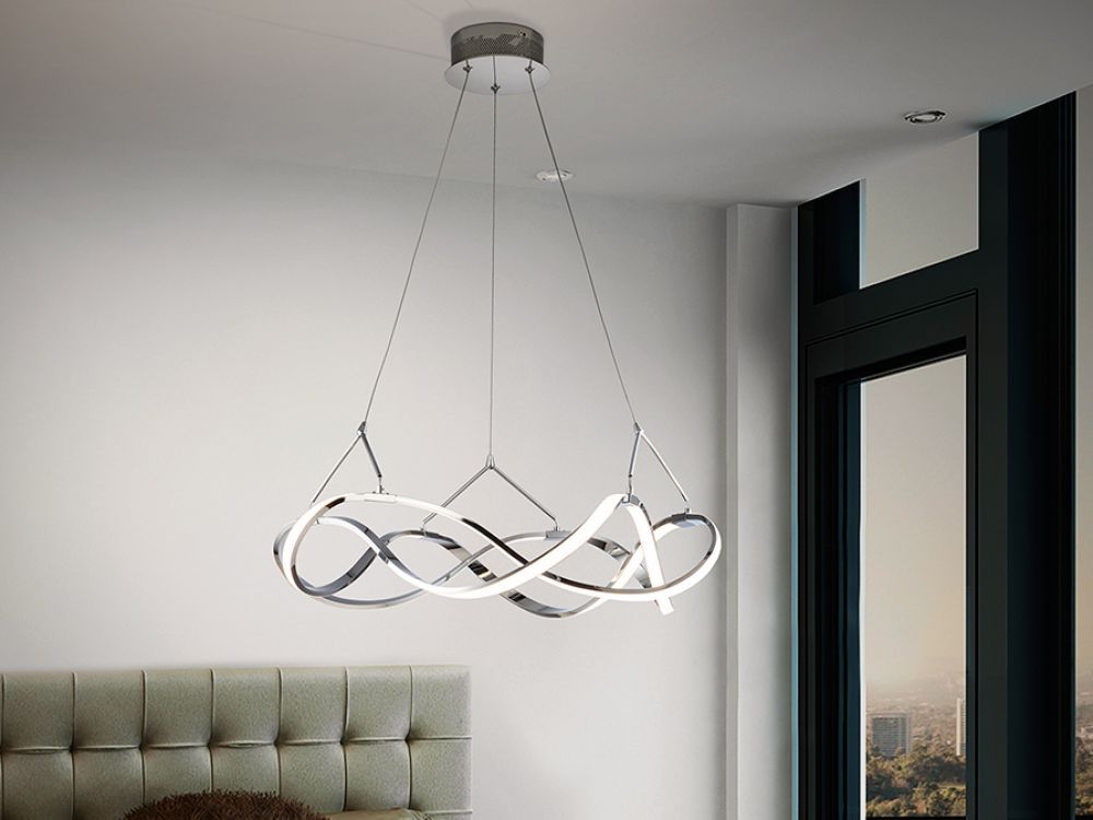 Lustra rotunda cu inaltime reglabila din Aluminiu Argintiu cu LED D53xH130cm Molly