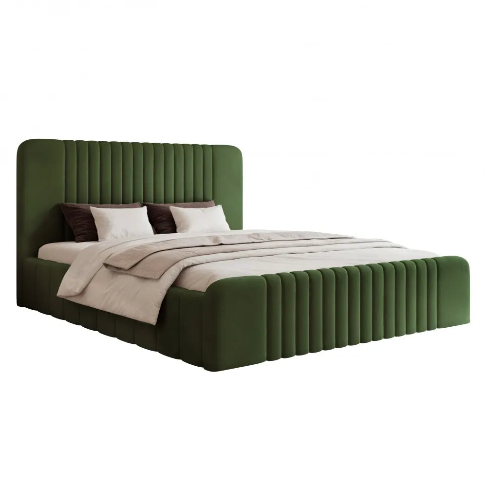 Pat 180 x 200 tapitat cu Catifea Dream velvet Verde olive Polema