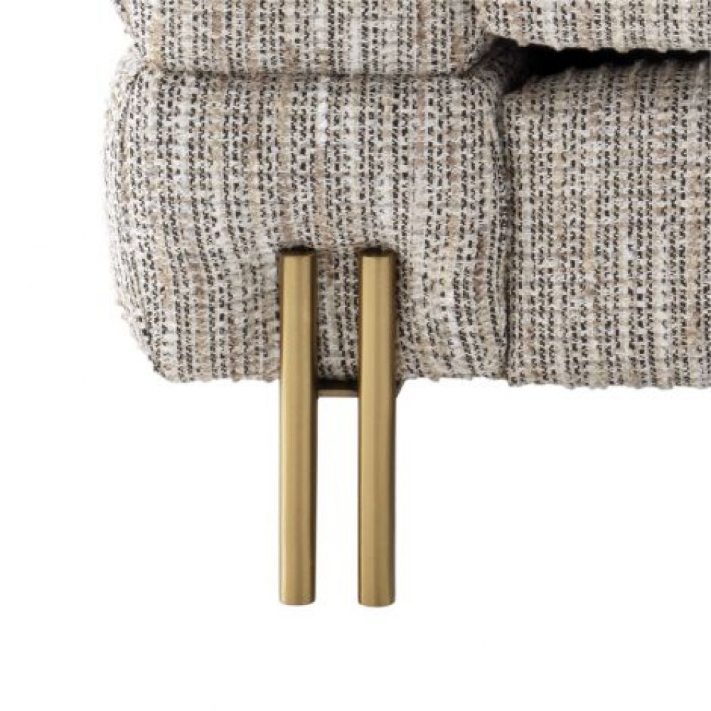 Fotoliu York Eichholtz tapitat cu Stofa Mademoiselle Bej cu picioare din Otel inoxidabil Auriu H69xL112xA97cm