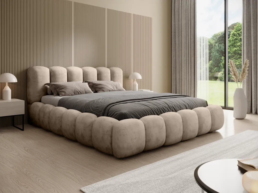 Pat 180x200cm tapitat cu Chenille Bej Dallas