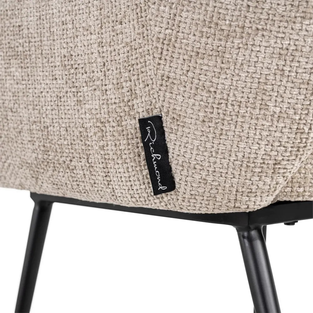 Scaun tapitat cu Stofa Bej cu picioare din Metal Negru H80xL56xA61cm Jenthe Richmond Interiors