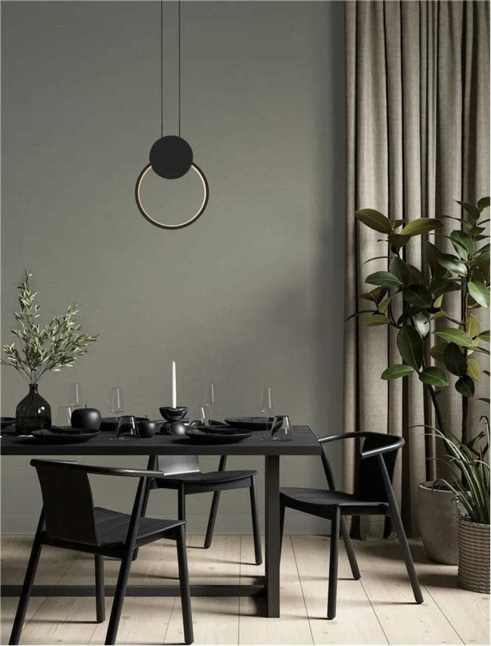 Pendul din Aluminiu Negru H150xL20cm IP20 11W 770lm 3000k WIRO