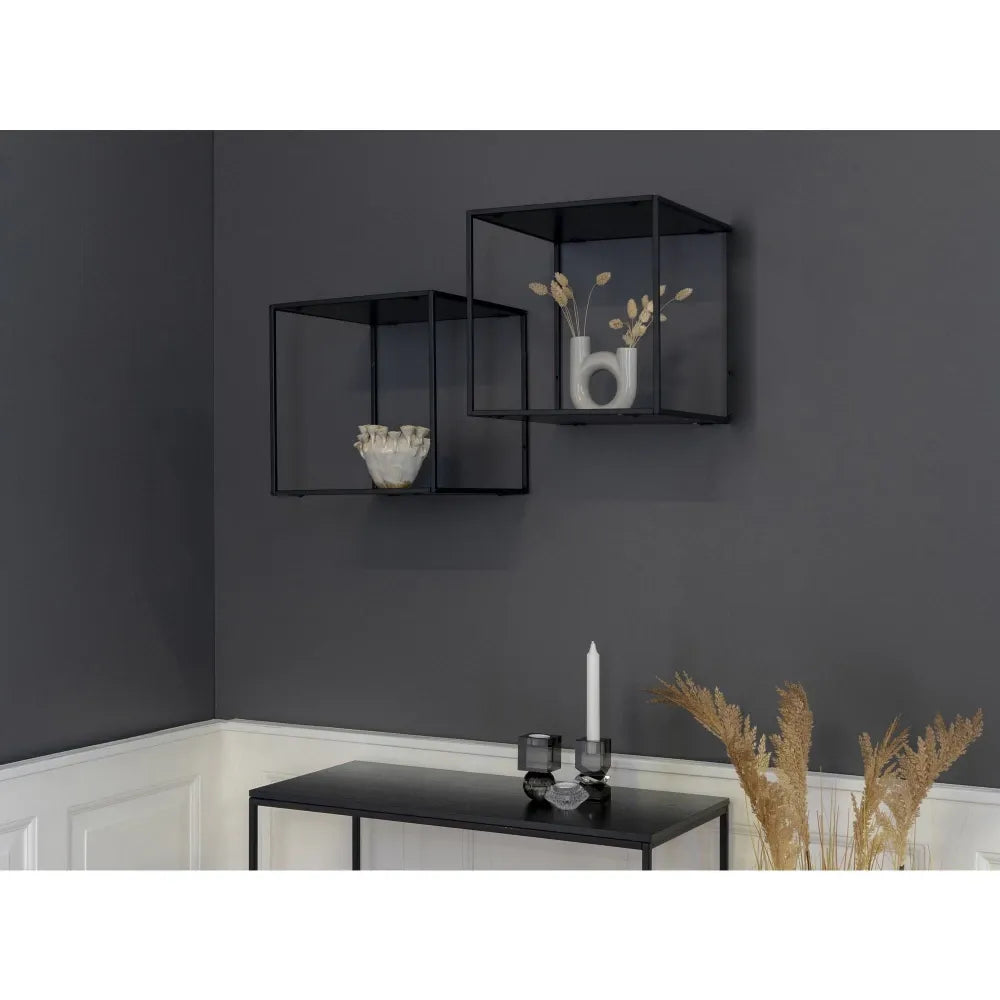 Raft de perete din PAL Negru si Metal Negru L36xH36cm Vita