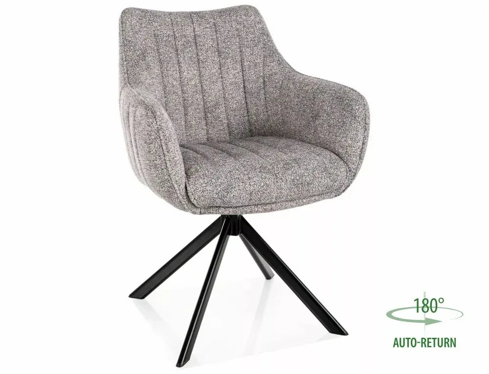 Scaun rotativ din Stofa Leo Gri si Metal Negru H86xL61xA58cm Azalia